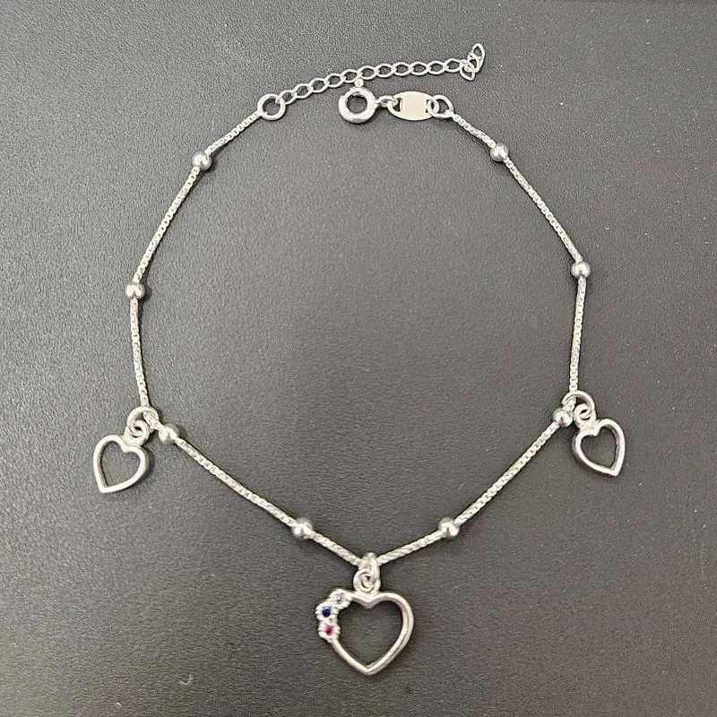 PULSEIRA 3 CORAÇÕES COM PEDRA PENDURADO