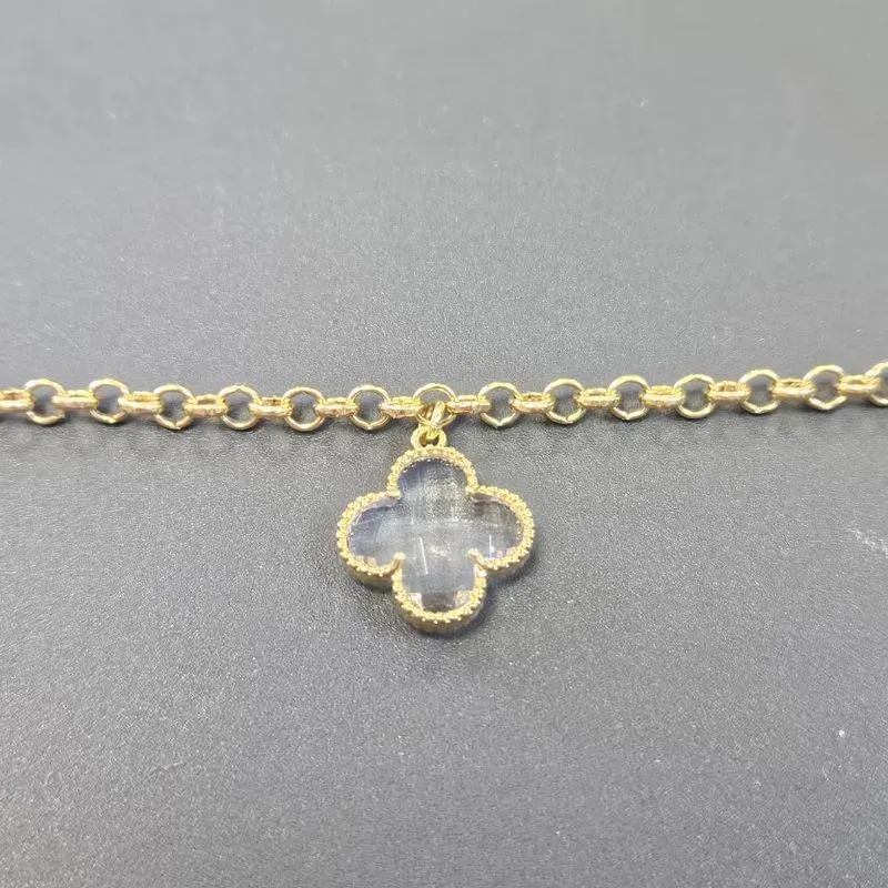 PULSEIRA ELO PORTUGUES MEDIO FLOR DE PEDRA PENDURADO