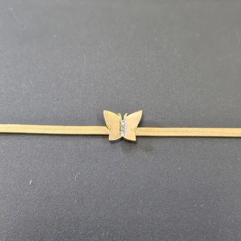 PULSEIRA LAMINADA FITA 3MM COM BORBOLETA NO CENTRO