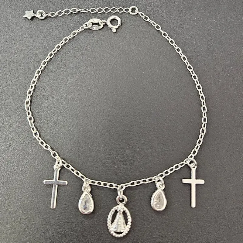 PULSEIRA NSRA APARECIDA CRUZ E PEDRA GOTA PENDURADO