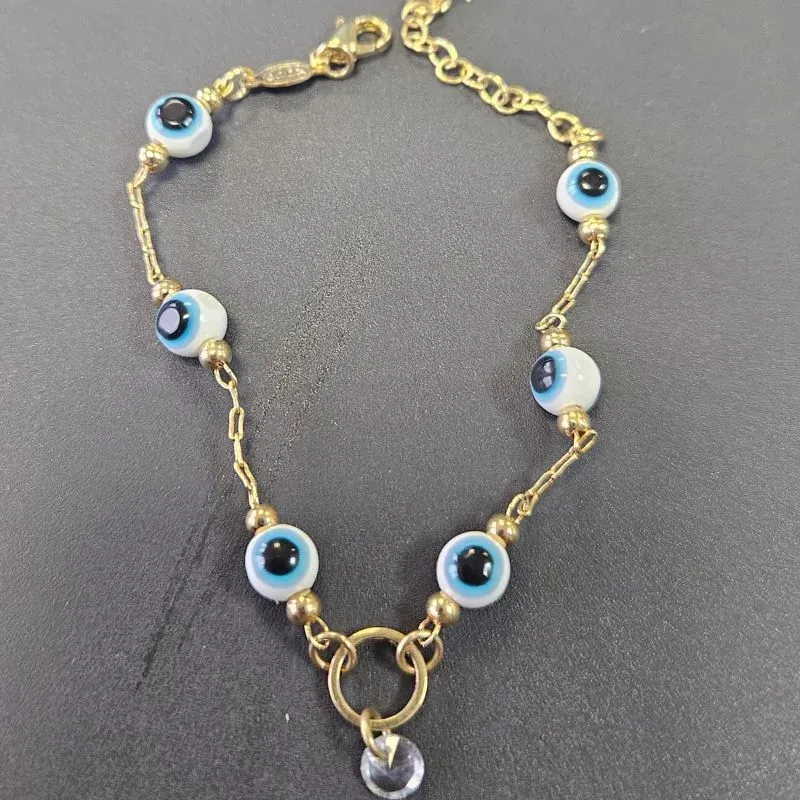 PULSEIRA OLHO GREGO COM PONTO DE LUZ NO CENTRO