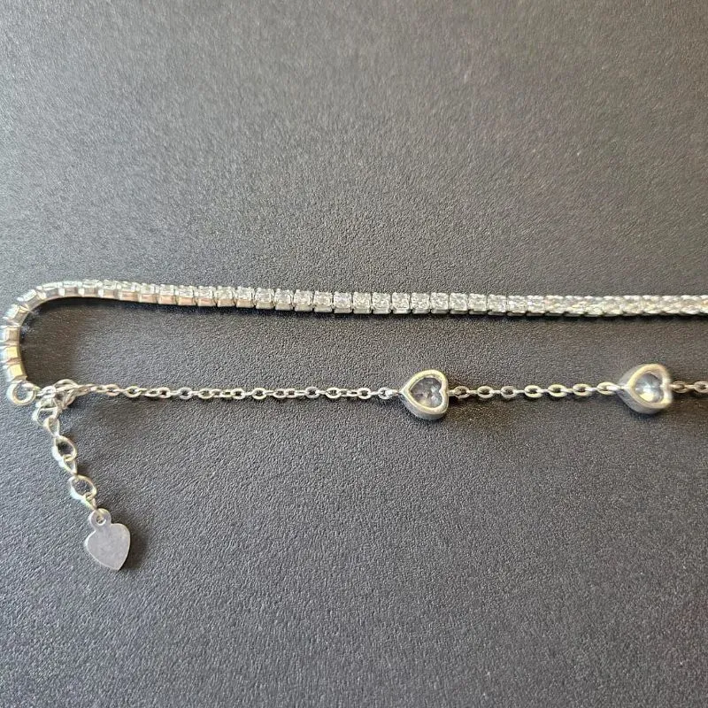PULSEIRA PENDURADA DUPLA RIVEIRA ELO PORTUGUES COM CORAÇÃO