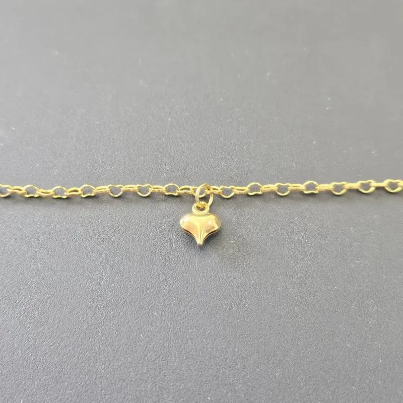 TORNOZELEIRA ELO LOVE CORAÇÃO LISO PENDURADO