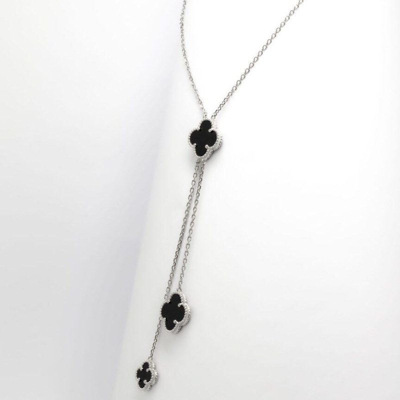 GARGANTILHA INSPIRAÇÃO VAN CLEEF GRAVATA BANHO DE RÓDIO