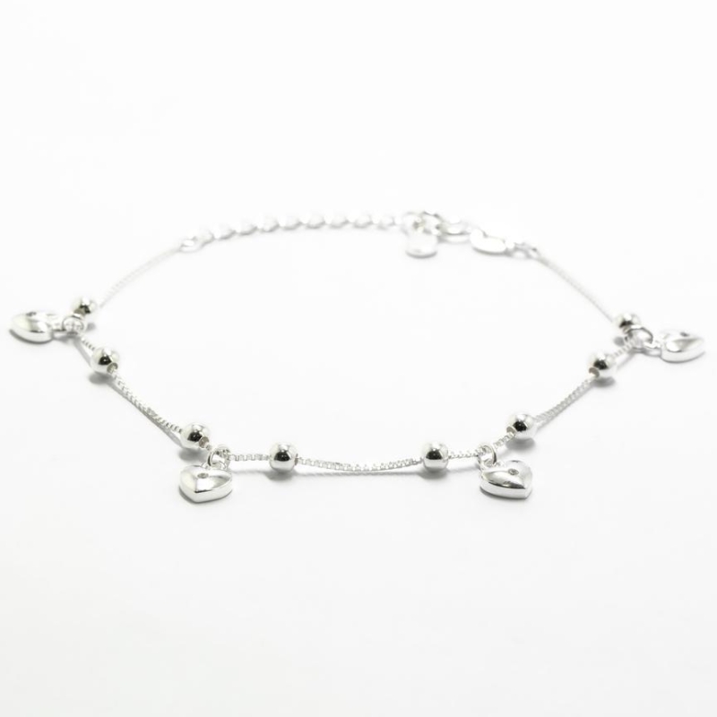 PULSEIRA BOLINHA COM CORAÇÕES PENDURADO COM PONTO DE LUZ