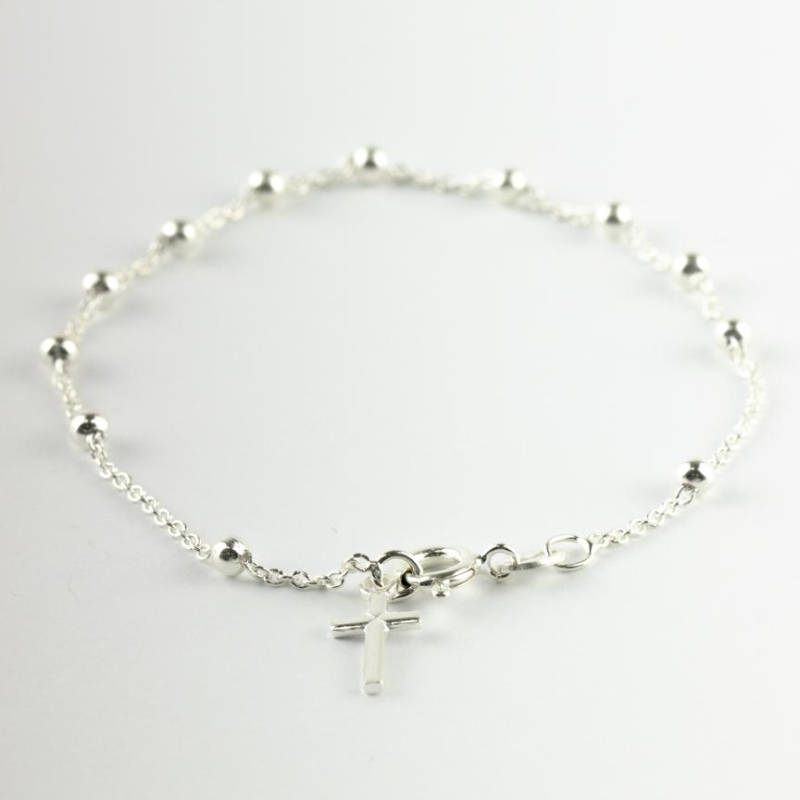 PULSEIRA BOLINHA COM UMA CRUZ PENDURADO