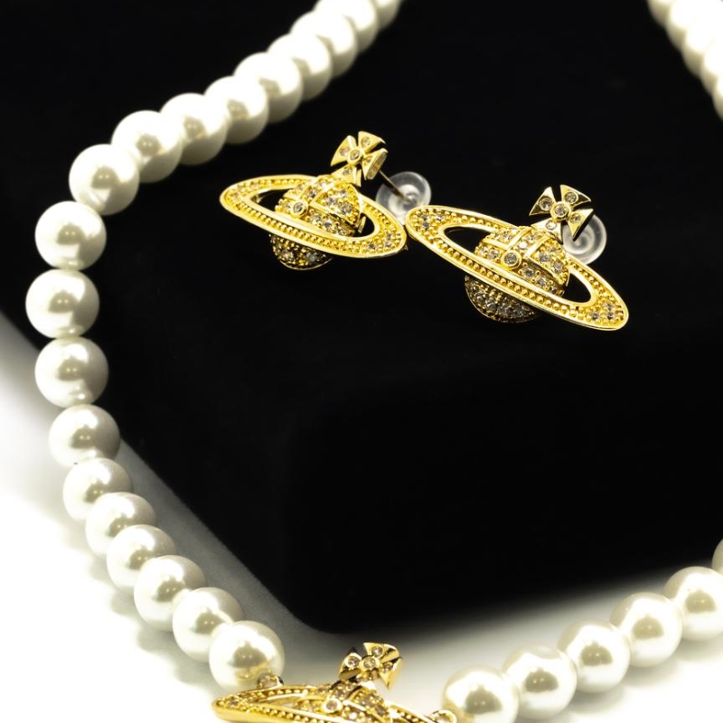 CONJUNTO CORRENTE PEROLA BRINCO SATURNO