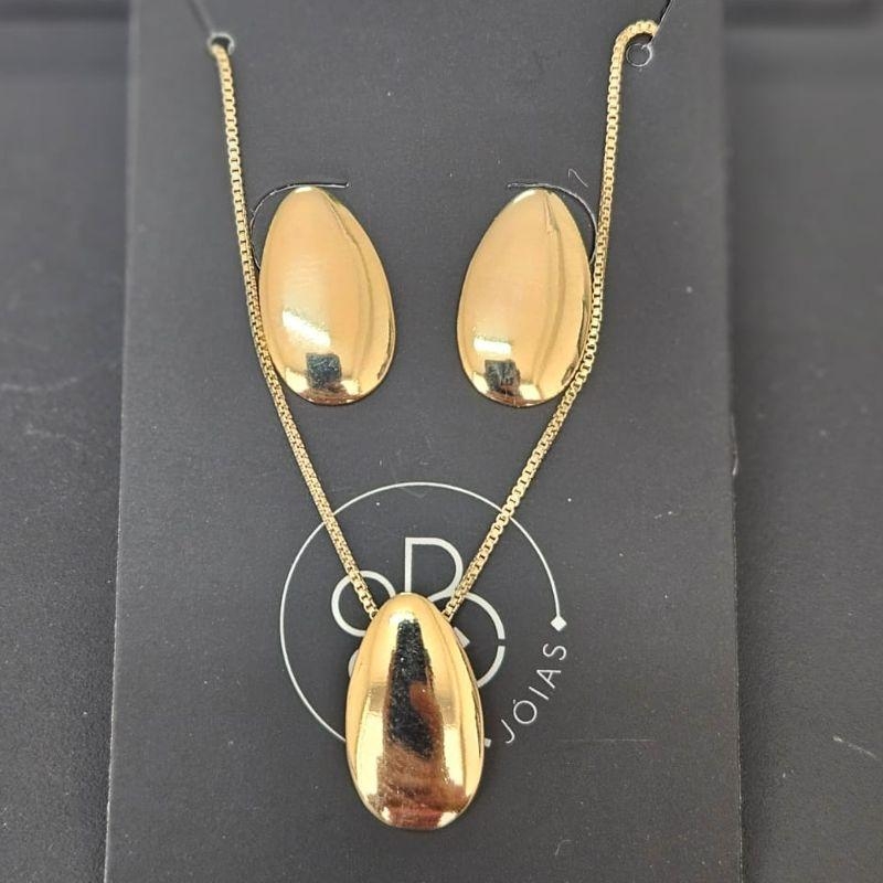 CONJUNTO GOTA LISA BRINCO E GARGANTILHA