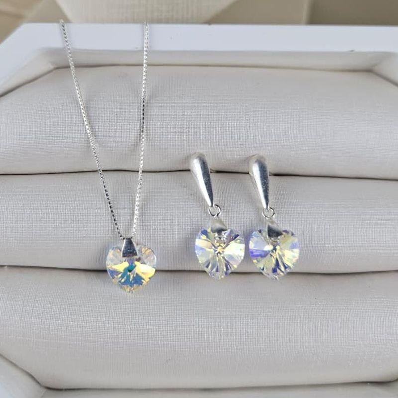 CONJUNTO CORAÇAO SWAROVSKI