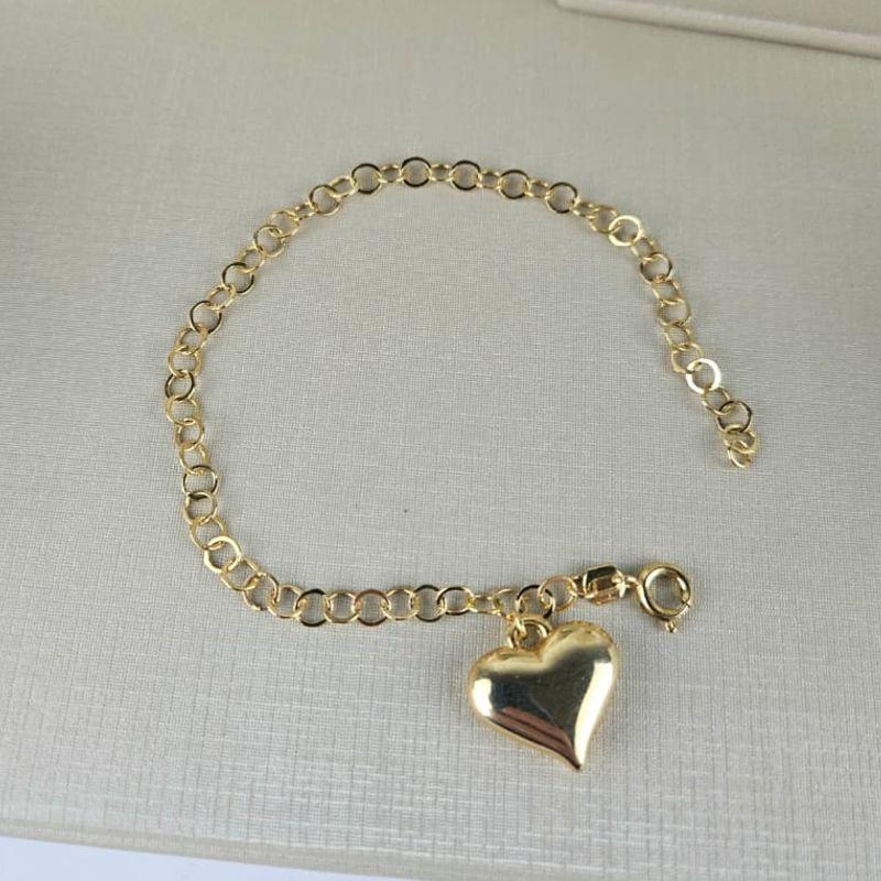 PULSEIRA ELO REDONDO COM CORAÇÃO PENDURADO