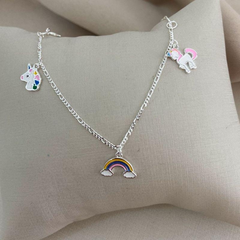 PULSEIRA INFANTIL UNICÓRNIO E ARCO-ÍRIS