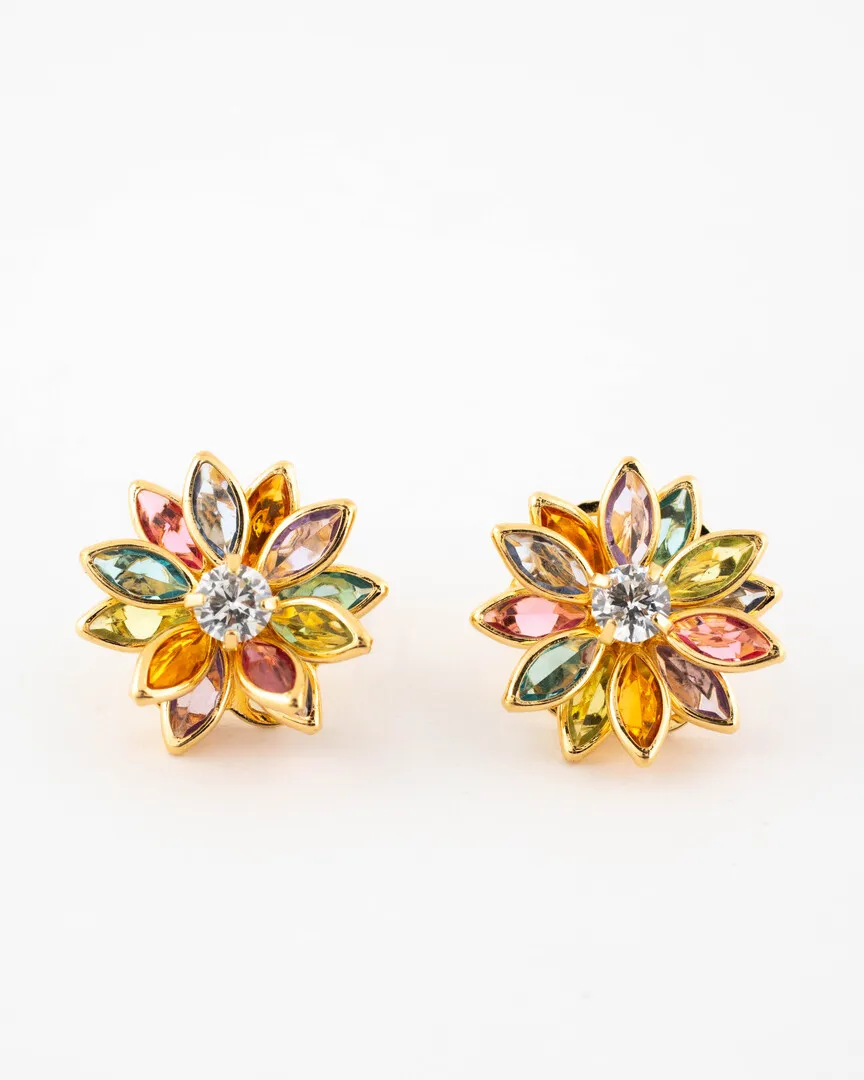 BRINCO FLOR PETALAS DE PEDRAS COLORIDAS