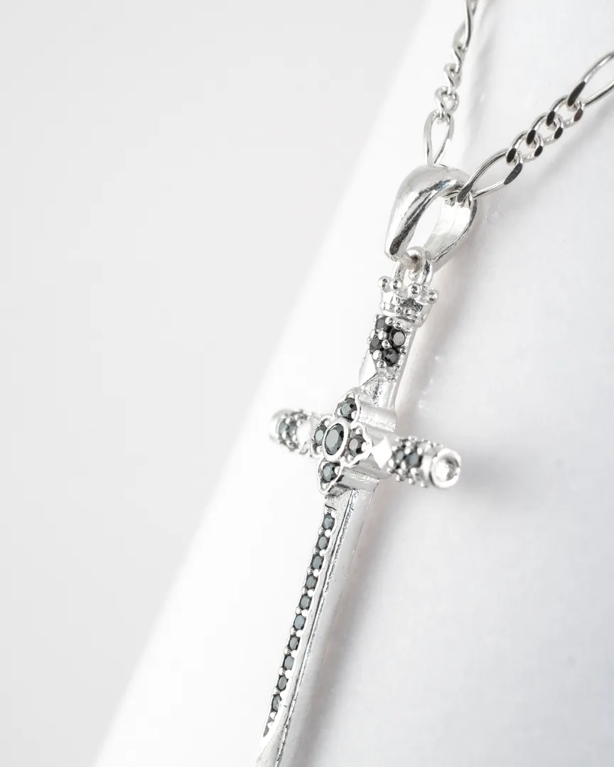 COLAR CORRENTE 3x1 CRUCIFIXO CRAVEJADO ZIRCONIA NEGRA