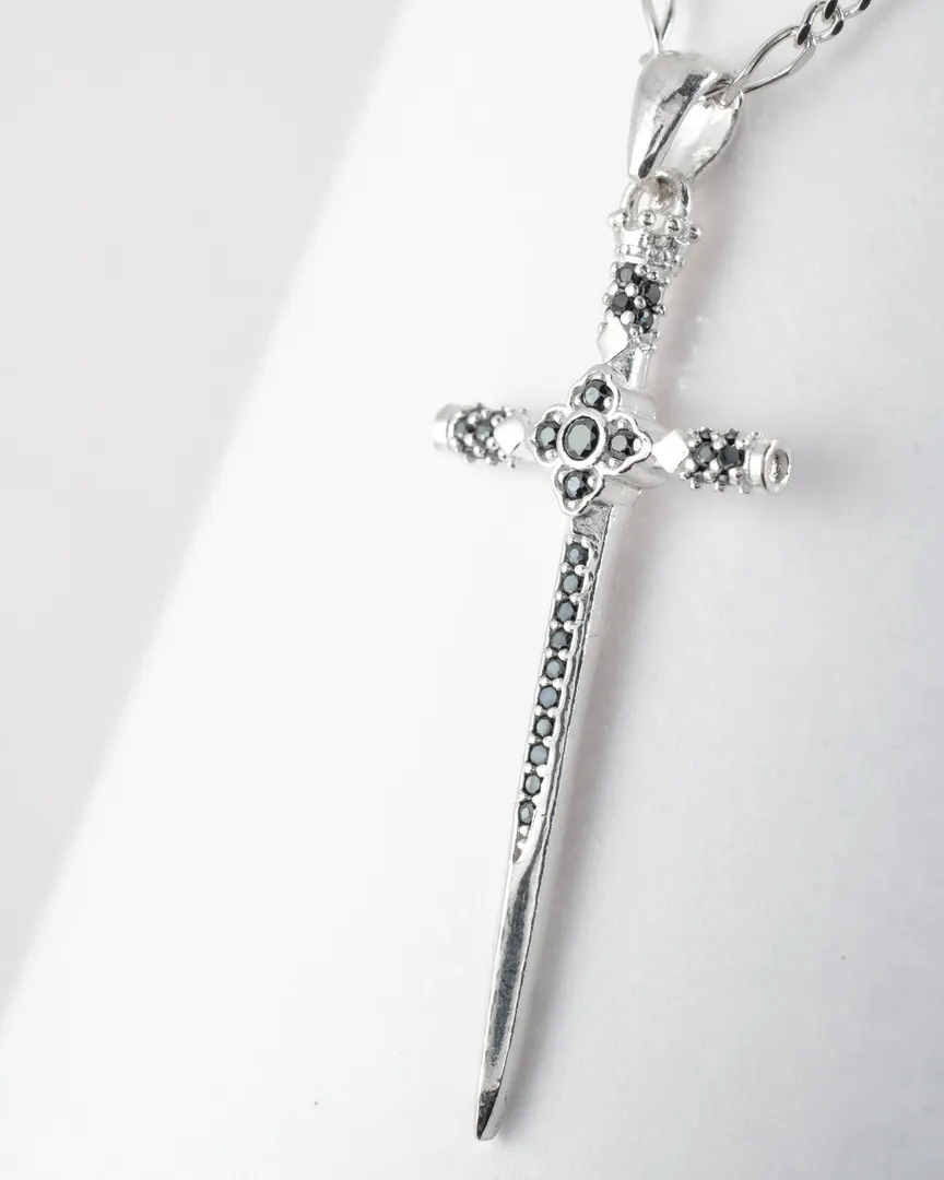COLAR CORRENTE 3x1 CRUCIFIXO CRAVEJADO ZIRCONIA NEGRA