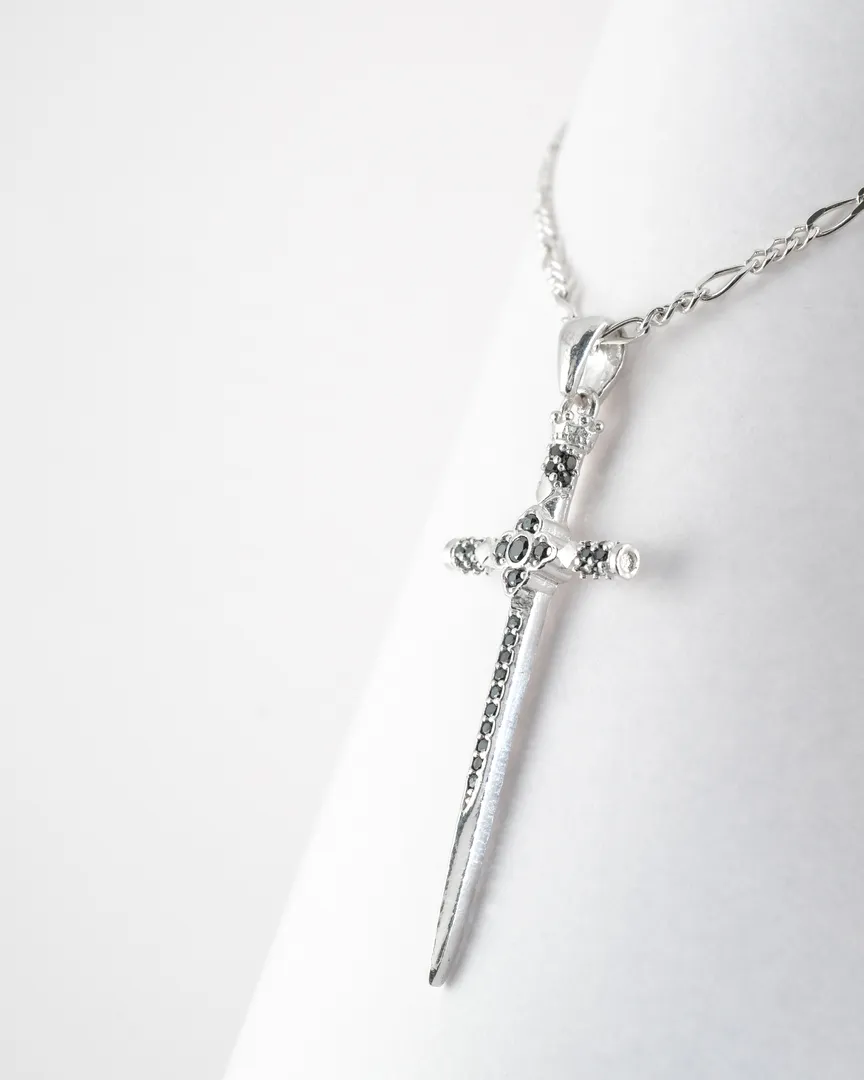 COLAR CORRENTE 3x1 CRUCIFIXO CRAVEJADO ZIRCONIA NEGRA