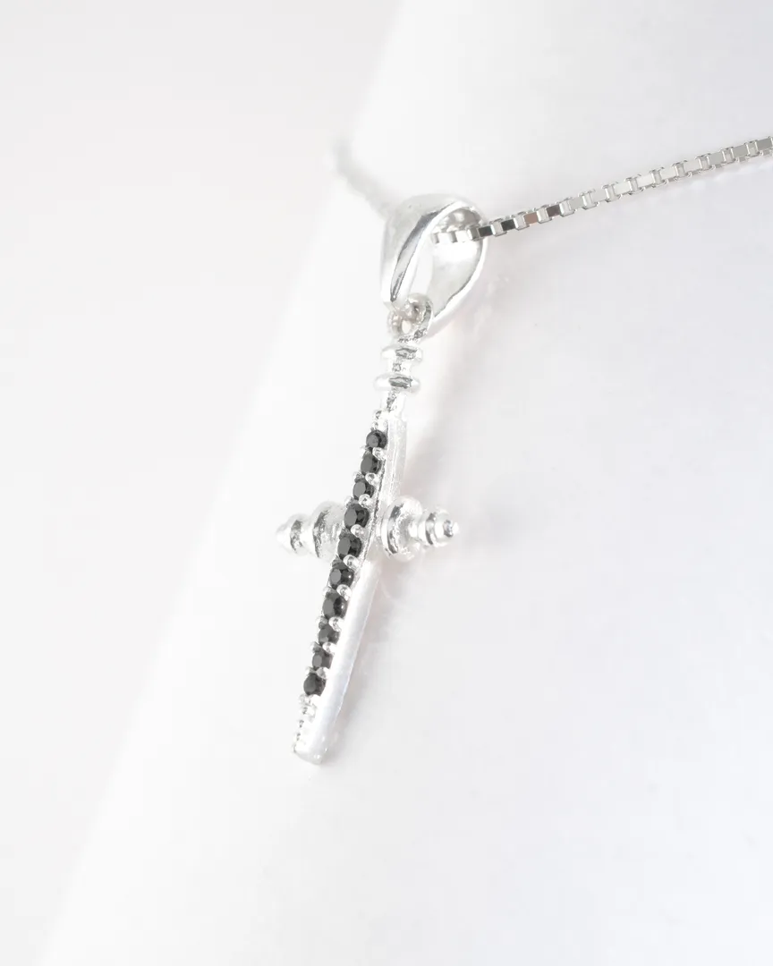 COLAR CORRENTE VENEZIANA CRUCIFIXO CRAVEJADO ZIRCONIA NEGRA