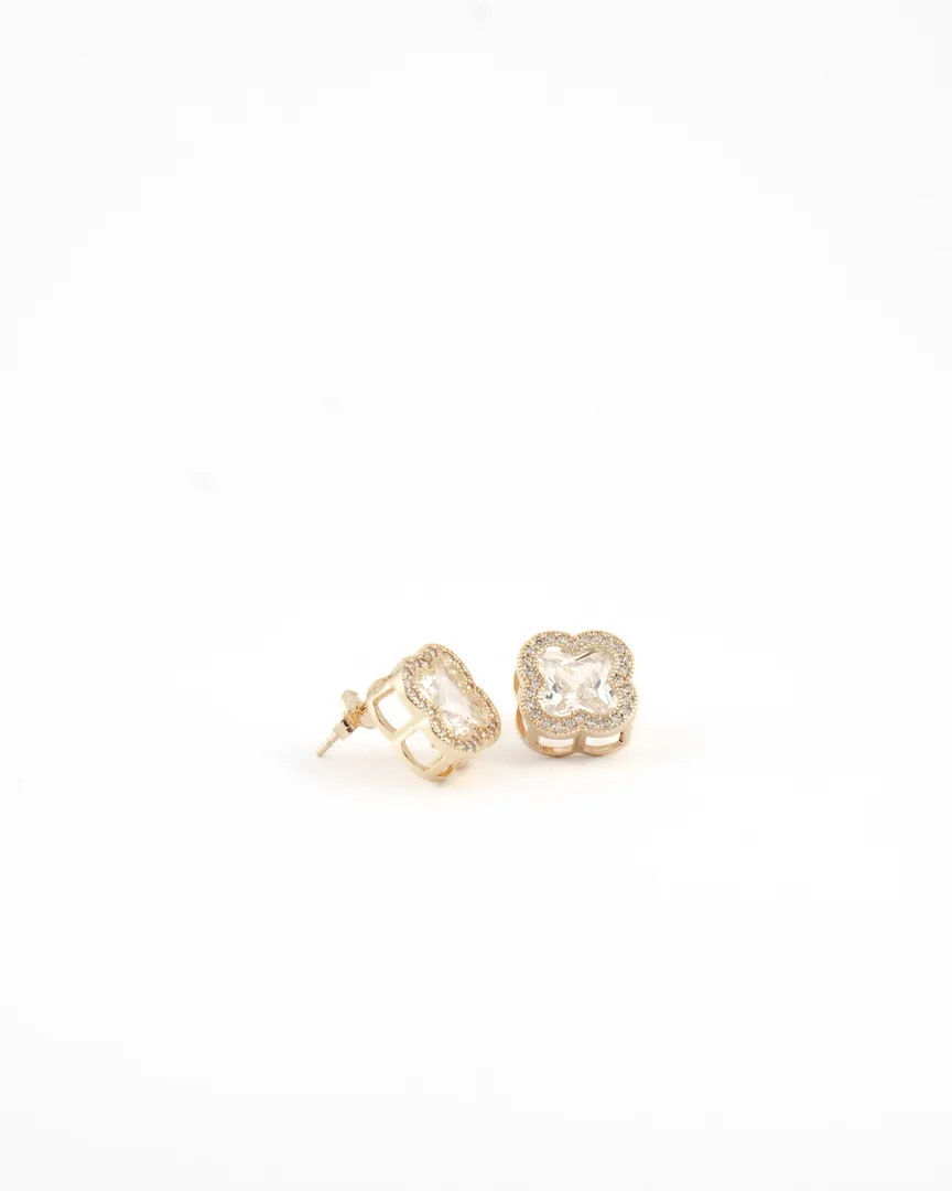 CONJUNTO TREVO VIRGINIA PEDRA CRYSTAL BORDA CRAVEJADA