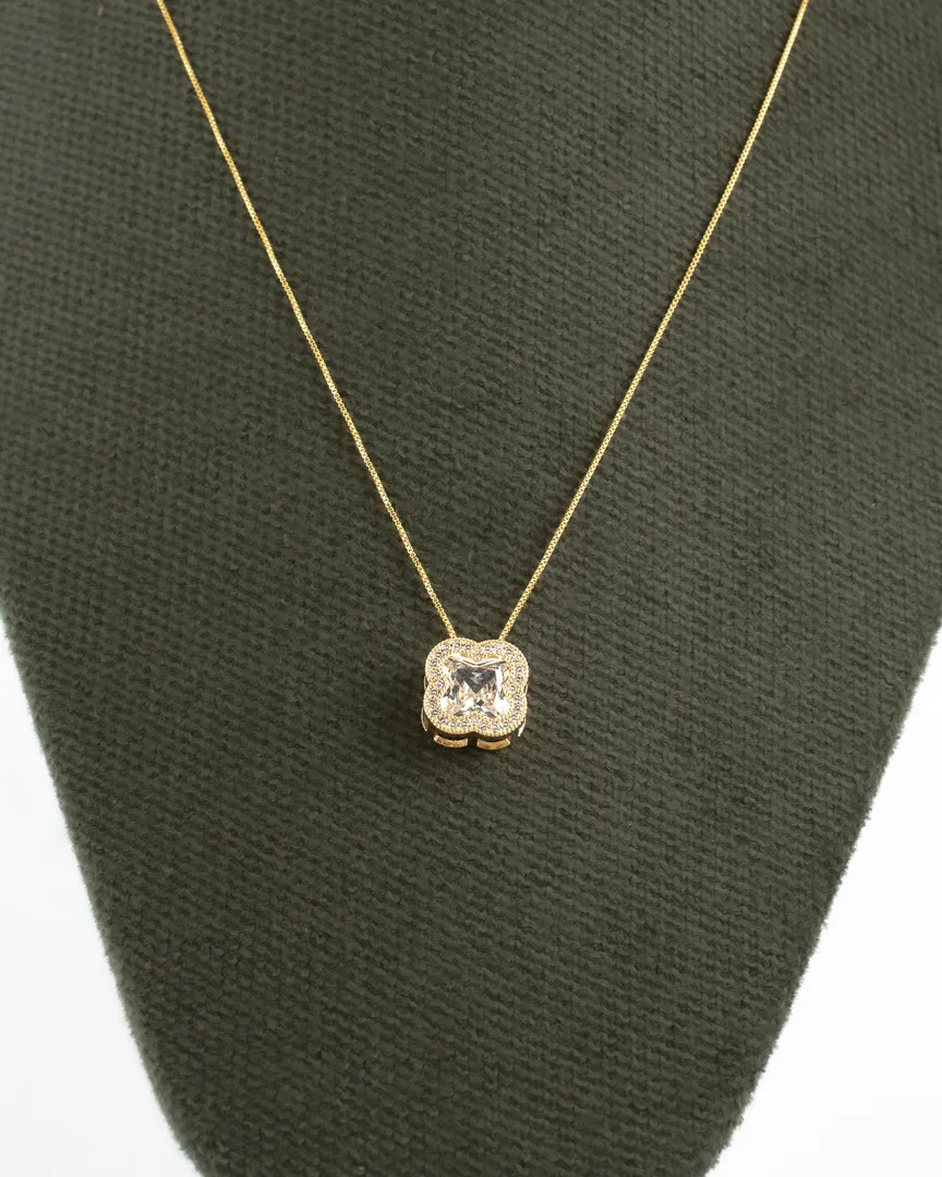 CONJUNTO TREVO VIRGINIA PEDRA CRYSTAL BORDA CRAVEJADA