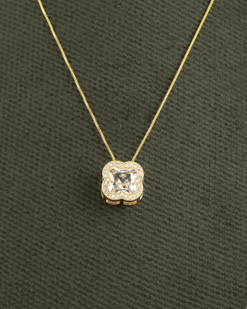 CONJUNTO TREVO VIRGINIA PEDRA CRYSTAL BORDA CRAVEJADA