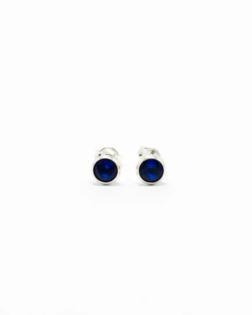 CONJUNTO PONTO DE LUZ PEDRA AZUL REDONDA BRINCO E GARGANTILHA