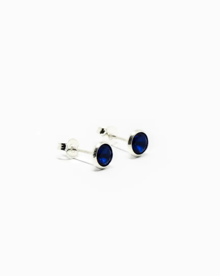 CONJUNTO PONTO DE LUZ PEDRA AZUL REDONDA BRINCO E GARGANTILHA