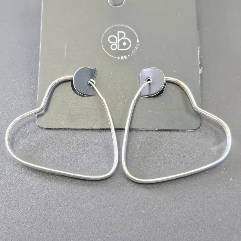 ARGOLA CORAÇÃO FIO QUADRADO  3CM