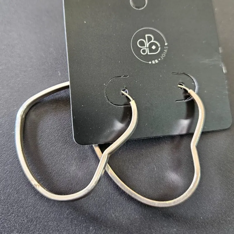 ARGOLA CORAÇÃO FIO QUADRADO 3MM 3,5 CM