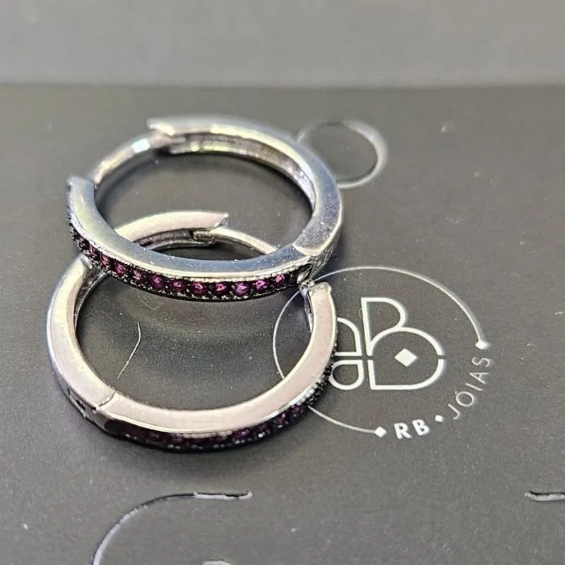 ARGOLA CRAVEJADA CORES VARIADAS 2MM 1,5CM BANHO DE RÓDIO