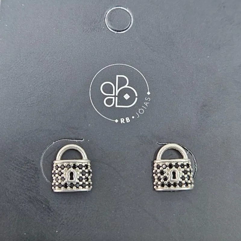 BRINCO CADEADO CRAVEJADO PRETO