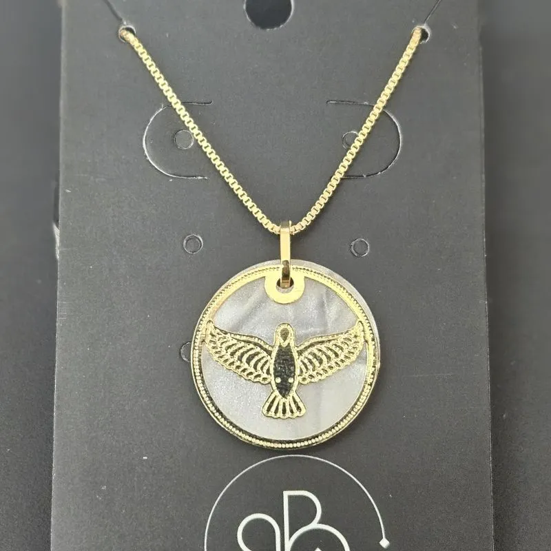 GARGANTILHA ESPIRITO SANTO MEDALHA MADREPEROLA