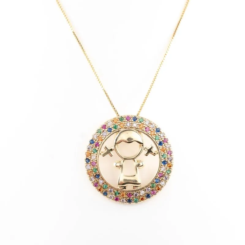 GARGANTILHA MANDALA FILHOS MENINA CRAVEJADO