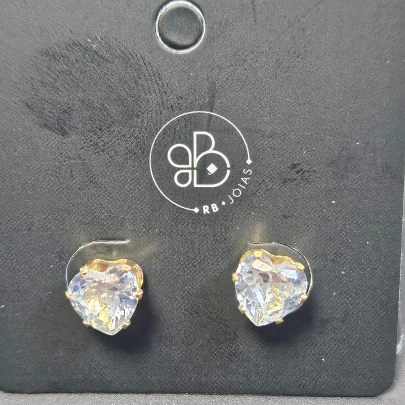 BRINCO CORAÇÃO PEDRA CRISTAL ESTILO GALERIA