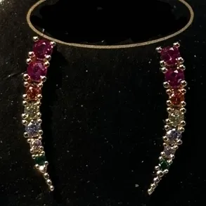BRINCO EAR CUFF CRAVEJADO ZIRCONIA COLORIDA 