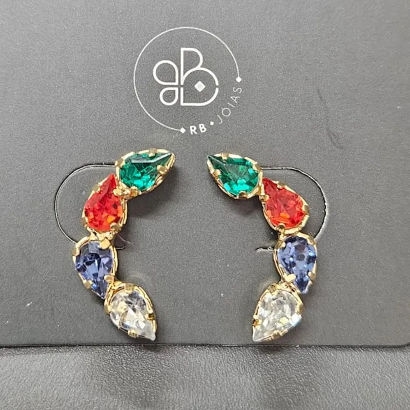 BRINCO EAR CUFF PEDRAS COLORIDAS
