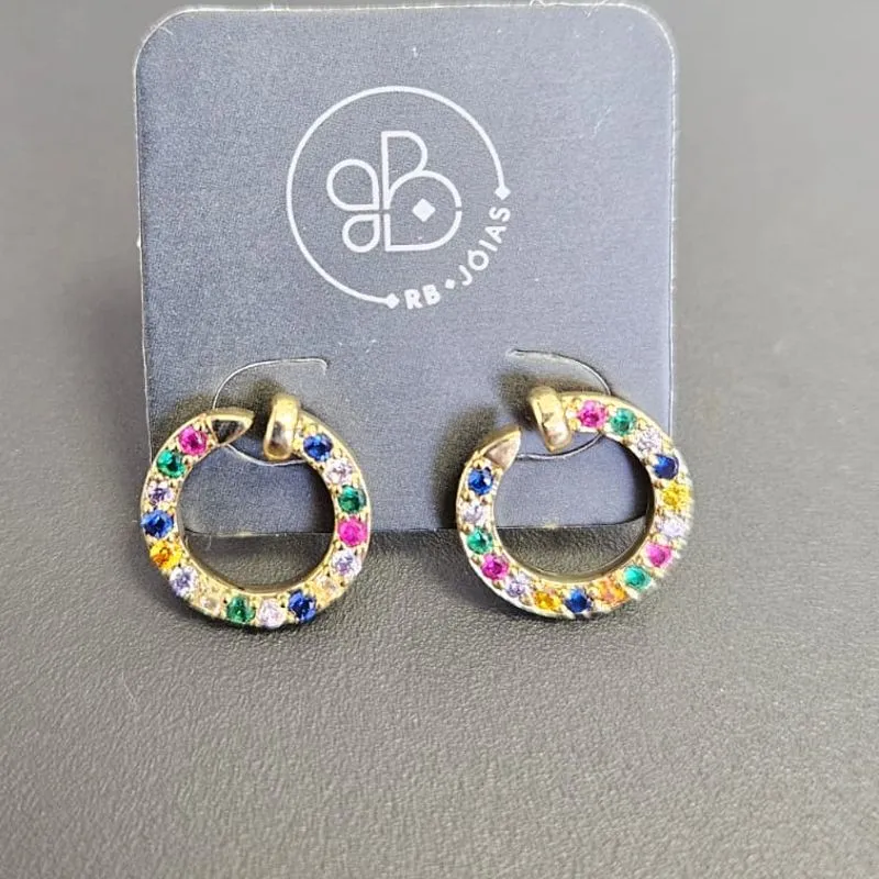 BRINCO PREGO COM PEDRAS COLORIDAS