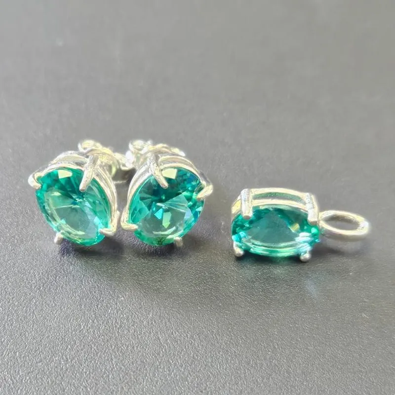 CONJUNTO BRINCO E PINGENTE PONTO DE LUZ OVAL CORES VARIADAS