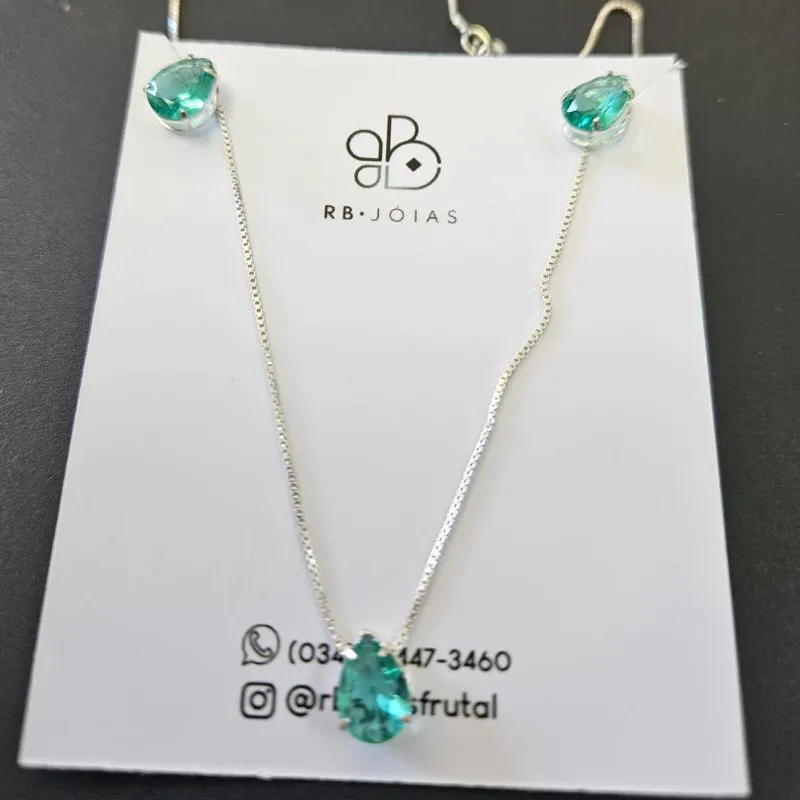 CONJUNTO PEDRA GOTA CORES VARIADAS