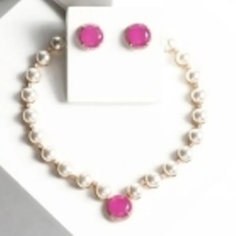 CONJUNTO PEROLA E PEDRA PINK