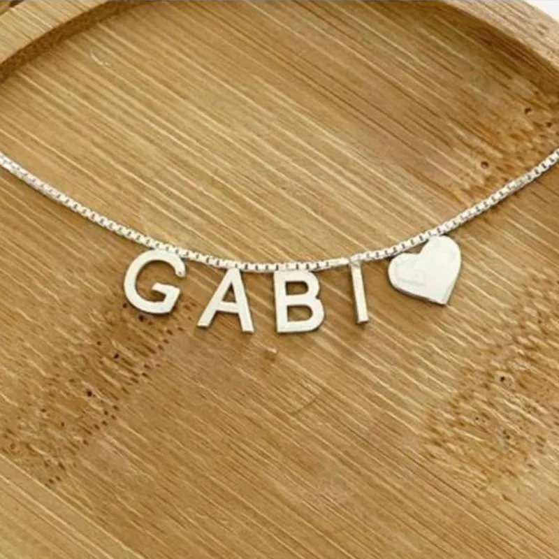 GARGANTILHA PERSONALIZADO MANUSCRITO PENDURADO 5 LETRAS
