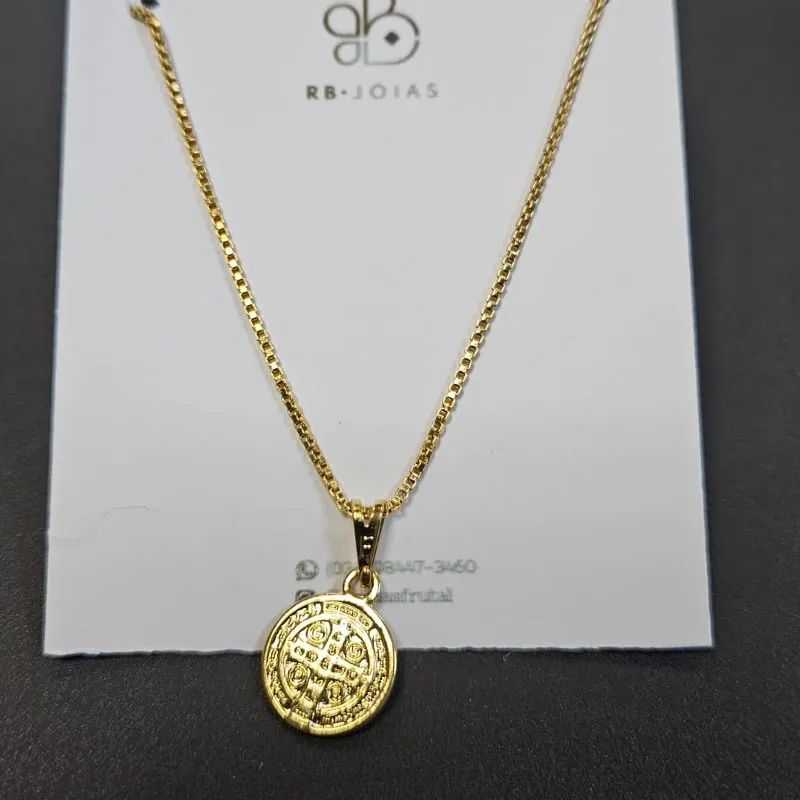 GARGANTILHA VENEZIANA MEDALHA DE SÃO BENTO 50 CM