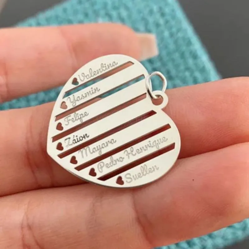 PINGENTE CORAÇÃO PERSONALIZADO 7 NOMES