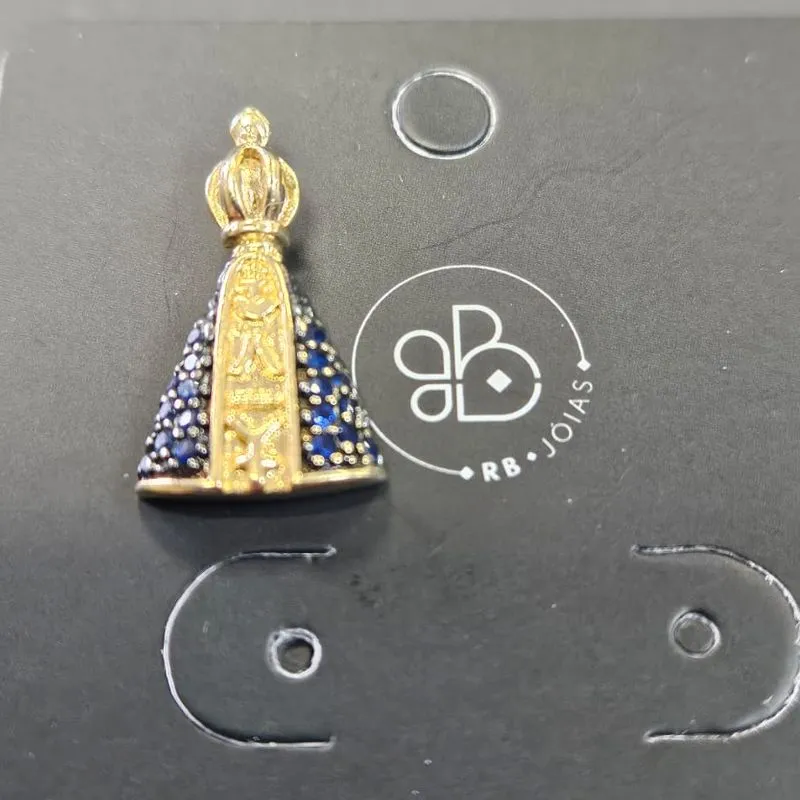 PINGENTE NOSSA SENHORA CRAVEJADO AZUL