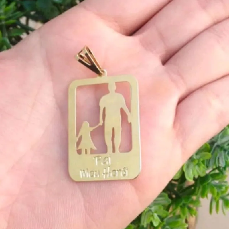 PINGENTE PERSONALIZADO PLACA PAI E FILHO (A)