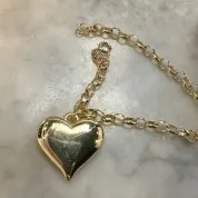 PULSEIRA 18CM ELO PORTUGUES COM CORACAO PENDURADO