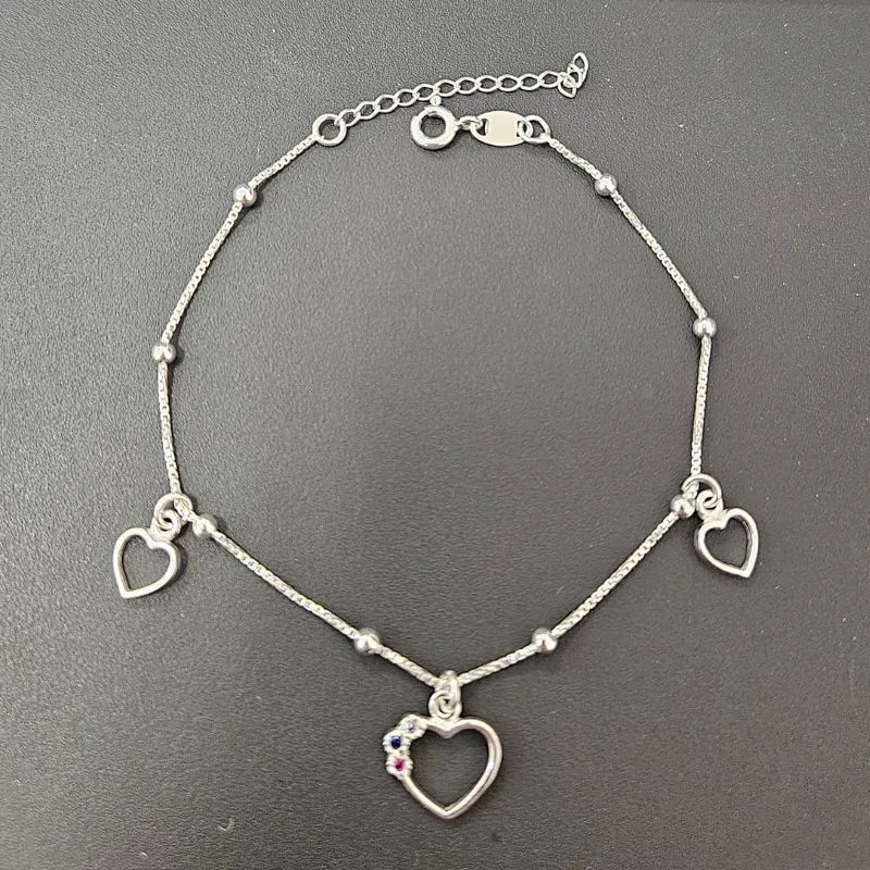 PULSEIRA 3 CORAÇÕES COM PEDRA PENDURADO