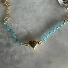 PULSEIRA COM CORACAO E PEDRA AZUL 