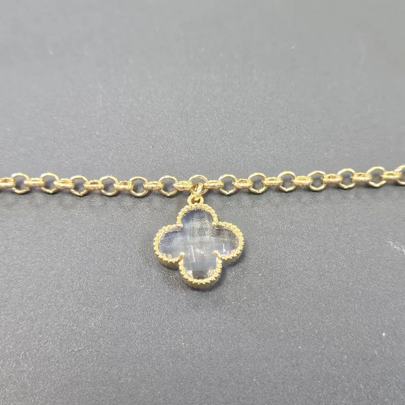 PULSEIRA ELO PORTUGUES MEDIO FLOR DE PEDRA PENDURADO