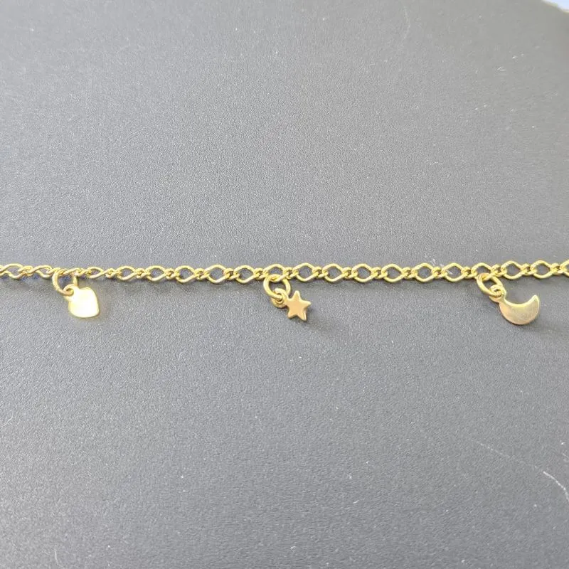 PULSEIRA ESTRELA LUA E CORAÇÃO PENDURADO