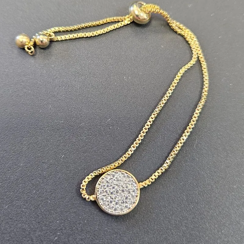 PULSEIRA GRAVATA REGULAVEL COM CIRCULO CRAVEJADO