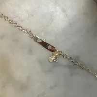 PULSEIRA INFANTIL PLAQUINHA O CHAPA CORACAO ESTRELA E ANJO PENDURADO